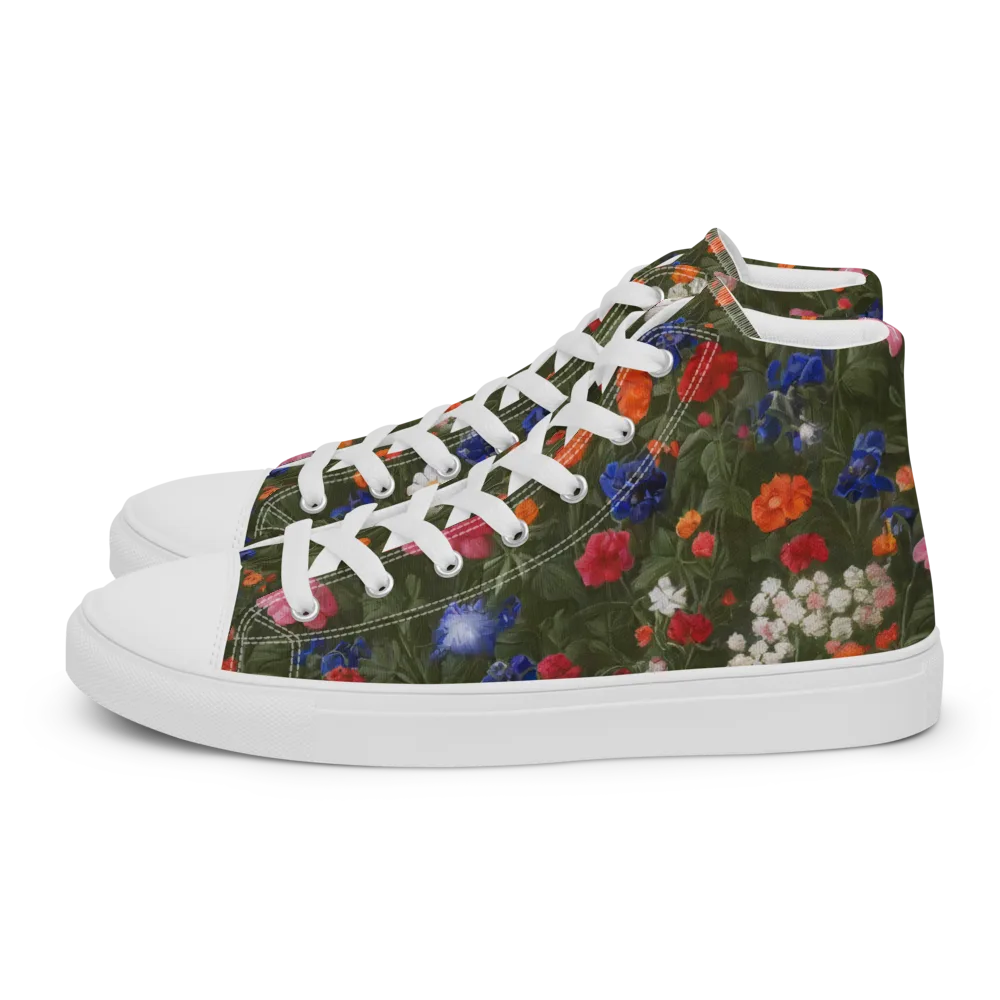 Botanical Nocturne on Women's High Top Canvas Shoes — Left