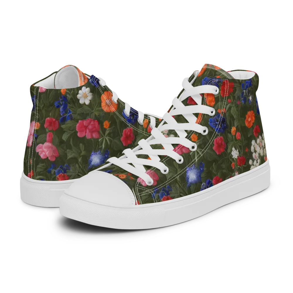 Botanical Nocturne on Women's High Top Canvas Shoes — Left