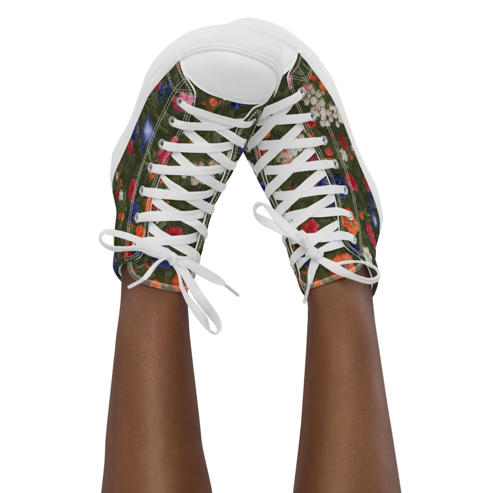 Botanical Nocturne on Women's High Top Canvas Shoes — Front
