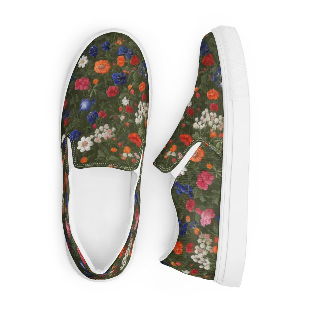 Botanical Nocturne on Men's Slip-On Canvas Shoes — Front