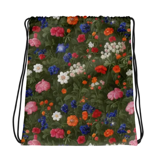 Botanical Nocturne on a Drawstring Bag