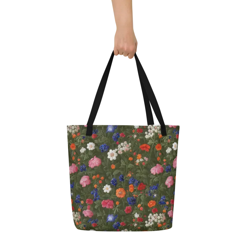 Botanical Nocturne on Large Tote Bag W/ Pocket — Front