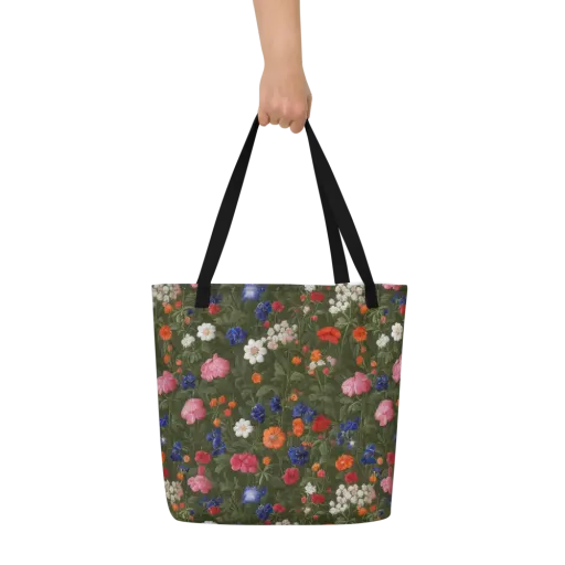 Botanical Nocturne on a Large Tote Bag W/ Pocket