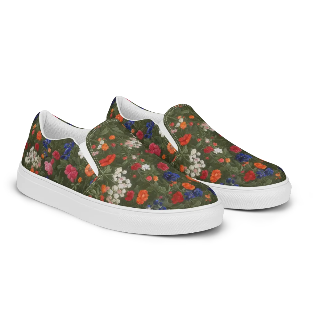 Botanical Nocturne on Women's Slip-On Canvas Shoes — Right Front