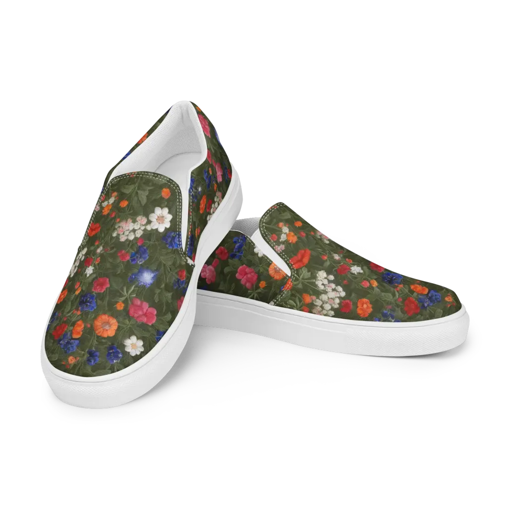 Botanical Nocturne on Women's Slip-On Canvas Shoes — Left Front
