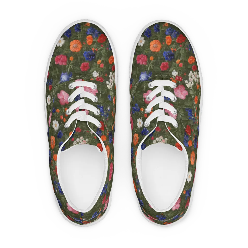 Botanical Nocturne on Men's Lace-Up Canvas Shoes — Front