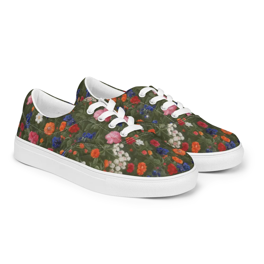 Botanical Nocturne on Men's Lace-Up Canvas Shoes — Right Front