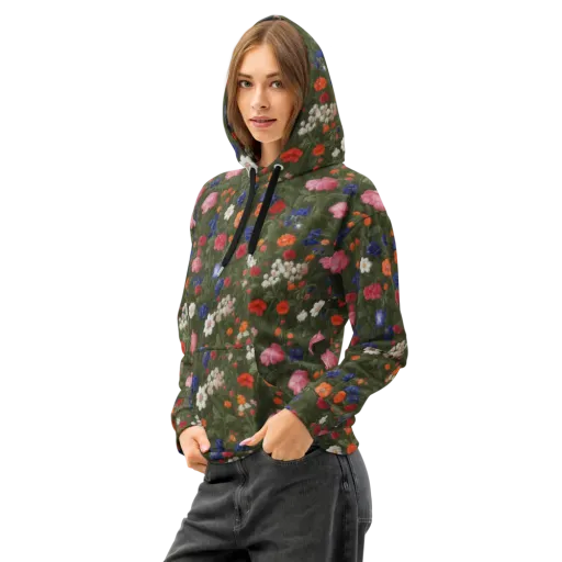 Botanical Nocturne on a Cotton Hoodie