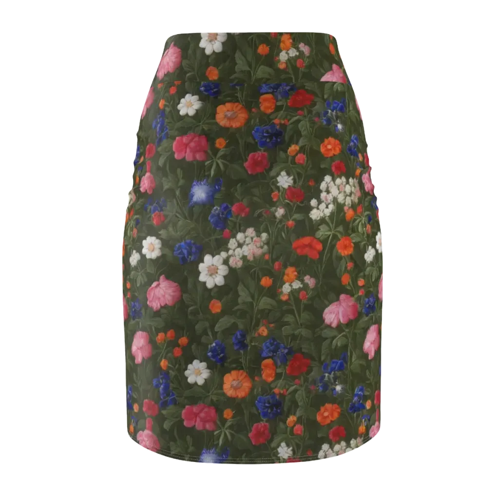 Botanical Nocturne on Pencil Skirt — Back