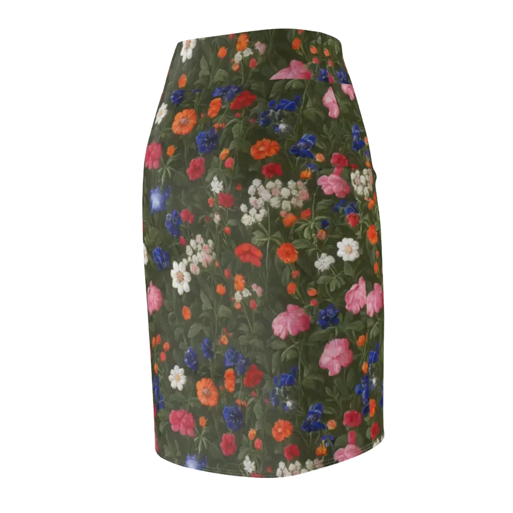 Botanical Nocturne on Pencil Skirt — Back Side