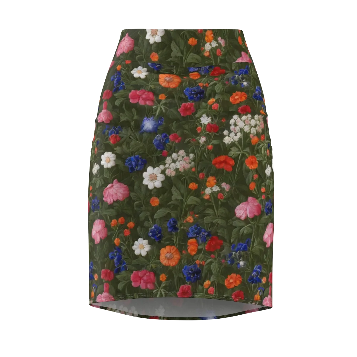 Botanical Nocturne on Pencil Skirt — Front