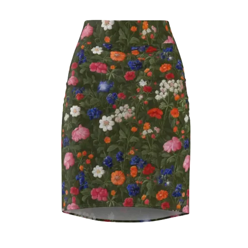 Botanical Nocturne on a Pencil Skirt