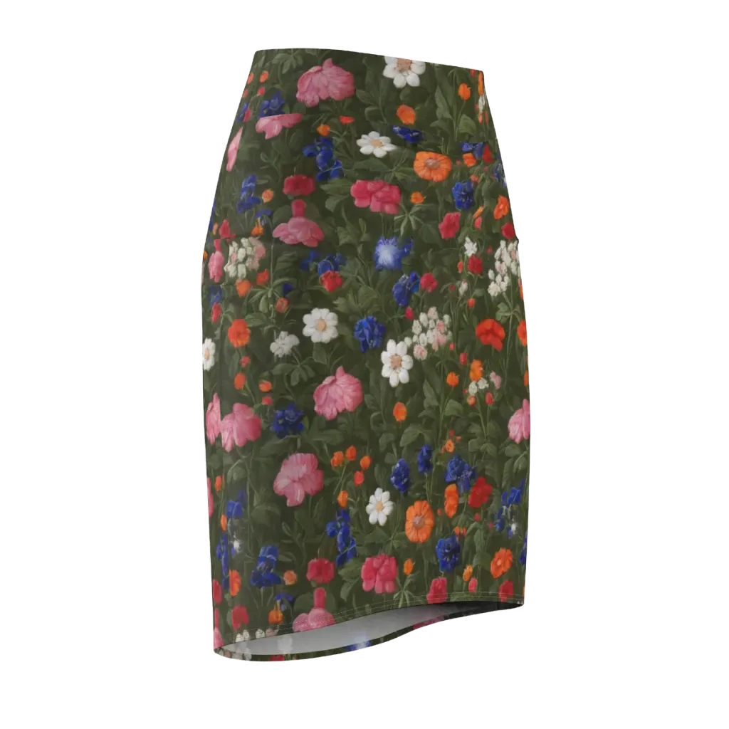 Botanical Nocturne on Pencil Skirt — Front Side