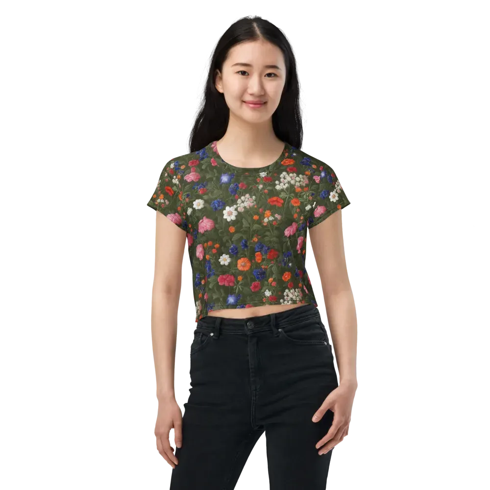 Botanical Nocturne on Crop Tee — Front
