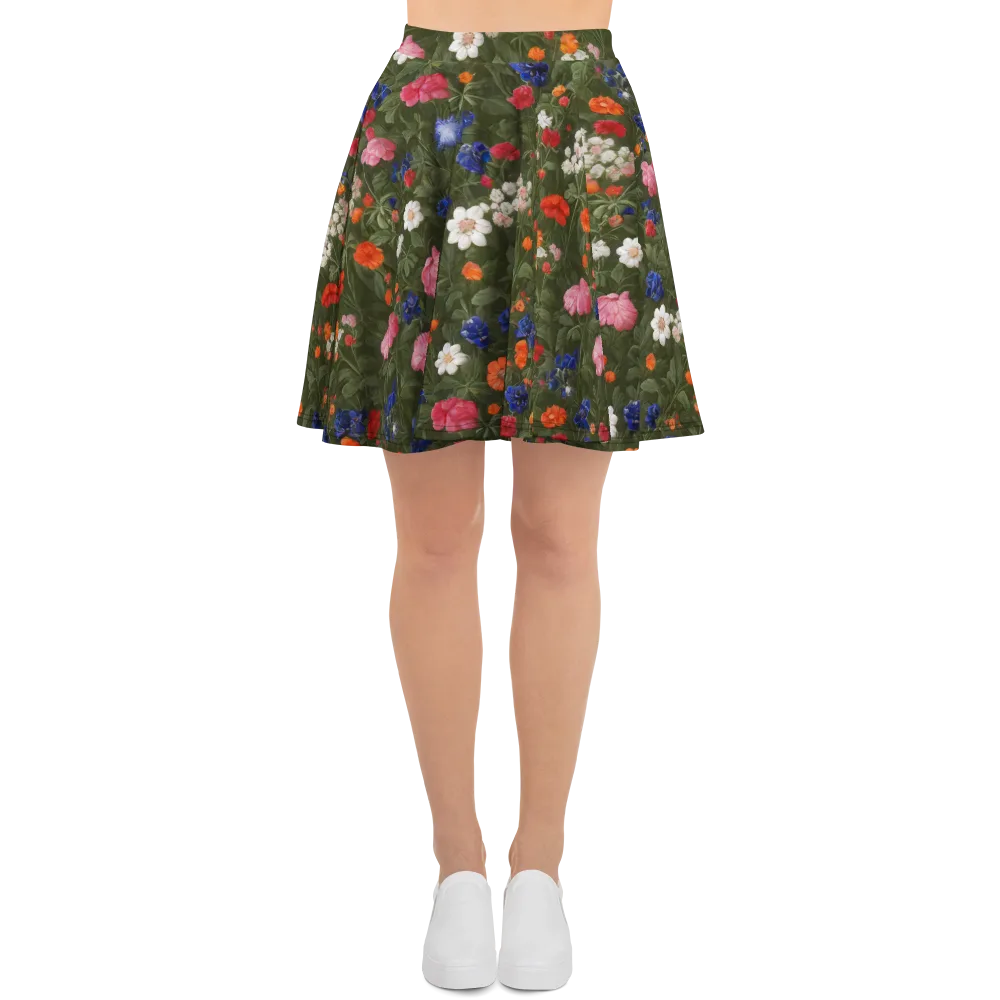 Botanical Nocturne on Skater Skirt — Front