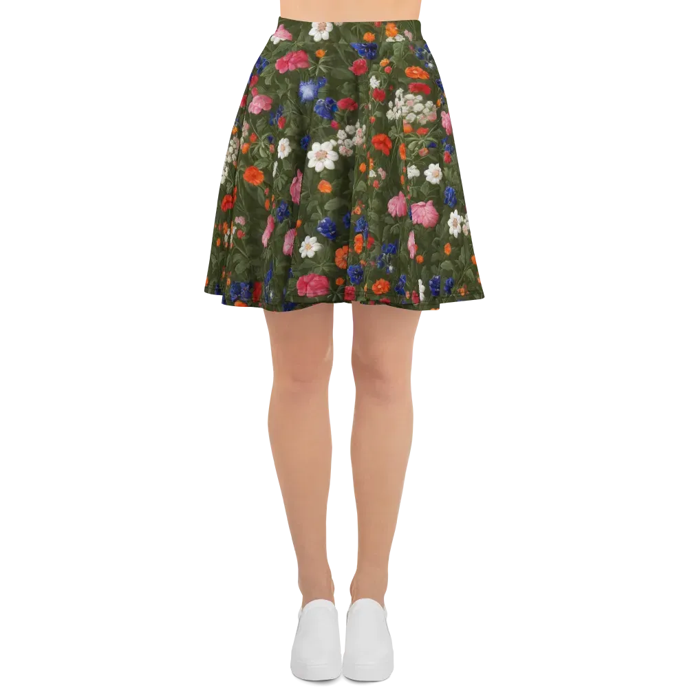 Botanical Nocturne on Skater Skirt — Front