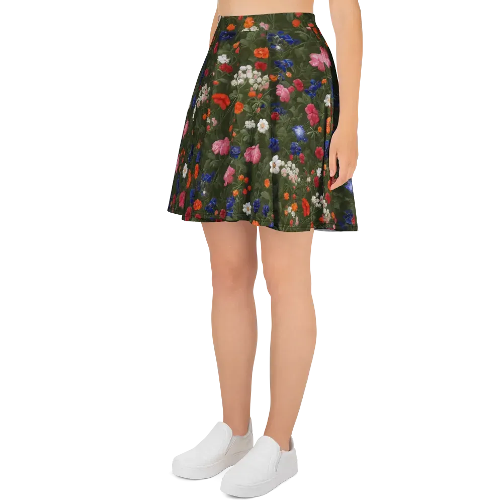 Botanical Nocturne on Skater Skirt — Left