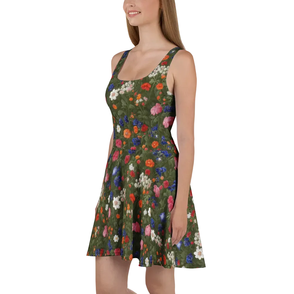 Botanical Nocturne on Skater Dress — Left
