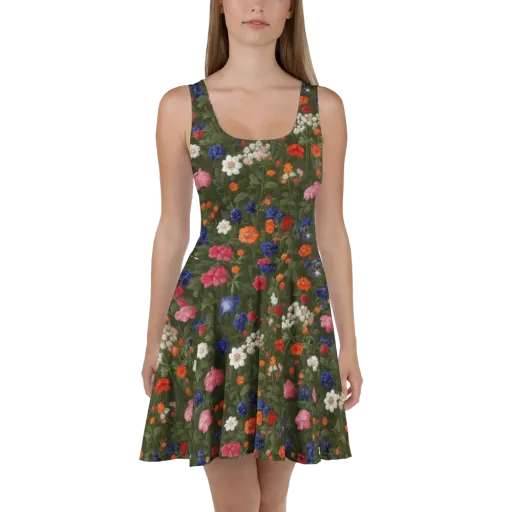 Botanical Nocturne on a Skater Dress
