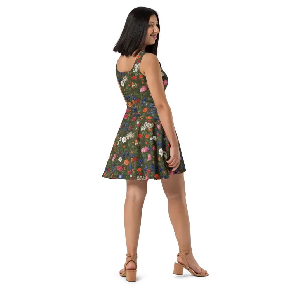 Botanical Nocturne on Skater Dress — Right