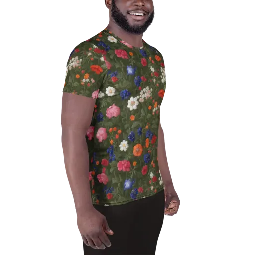 Botanical Nocturne on a Men's Athletic T-Shirt