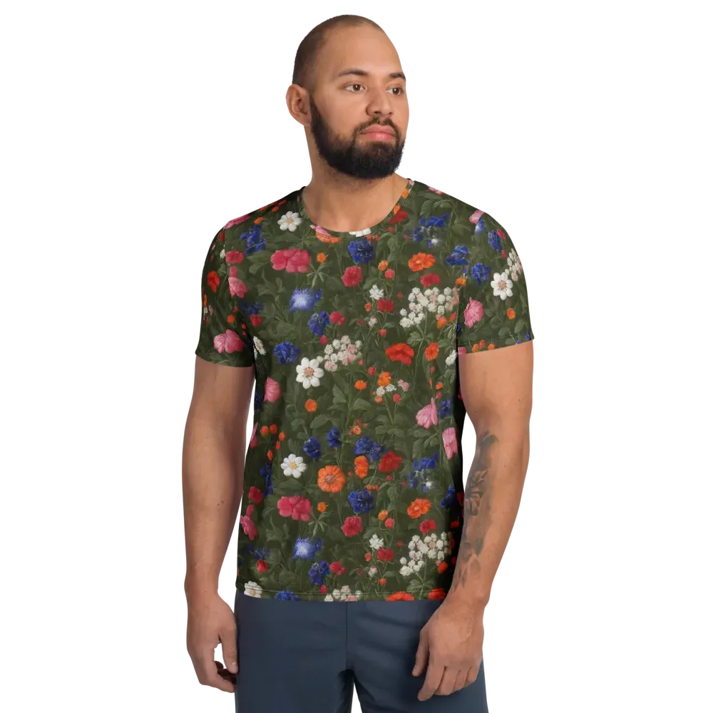Botanical Nocturne on Men's Athletic T-Shirt — Front