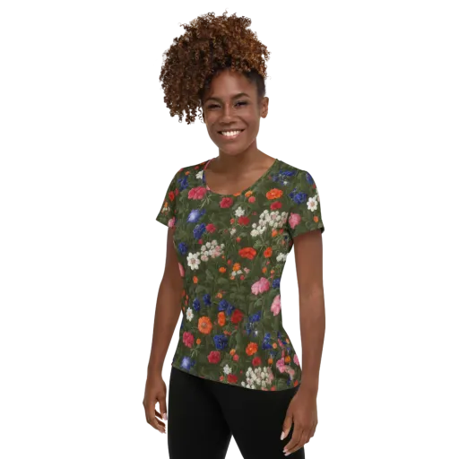 Botanical Nocturne on a Women's Athletic T-Shirt