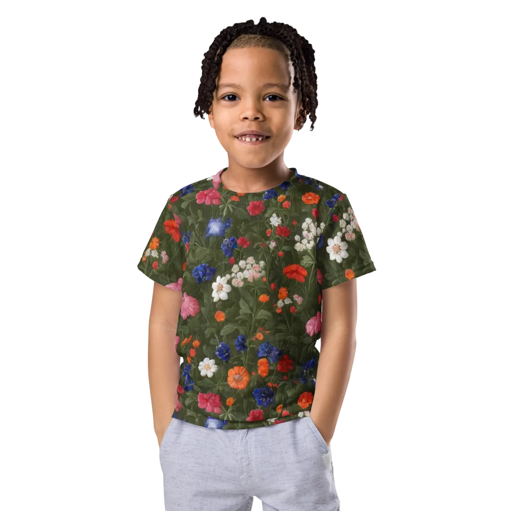 Botanical Nocturne on Kids Crew Neck T-Shirt — Front