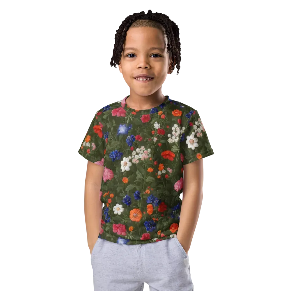 Botanical Nocturne on Kids Crew Neck T-Shirt — Front