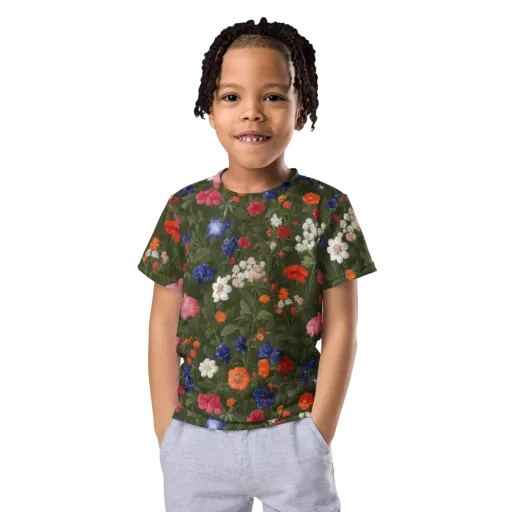 Botanical Nocturne on a Kids Crew Neck T-Shirt