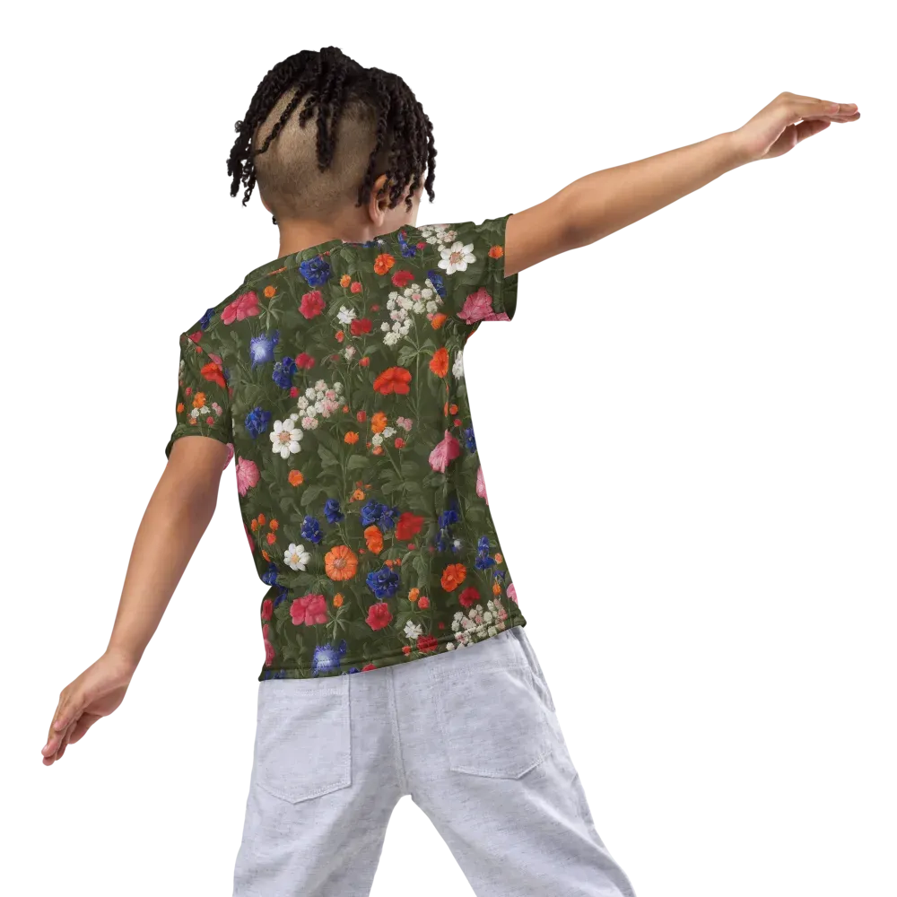 Botanical Nocturne on Kids Crew Neck T-Shirt — Back