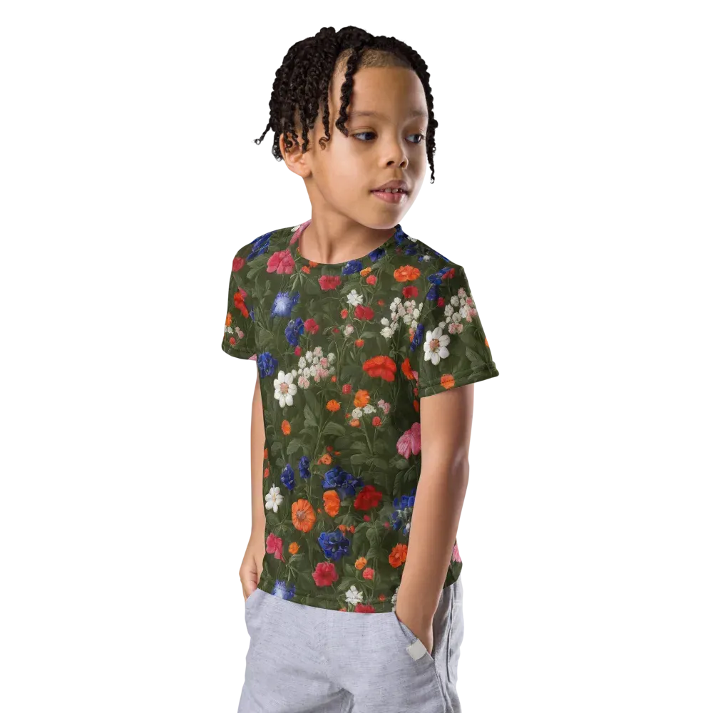 Botanical Nocturne on Kids Crew Neck T-Shirt — Left Front