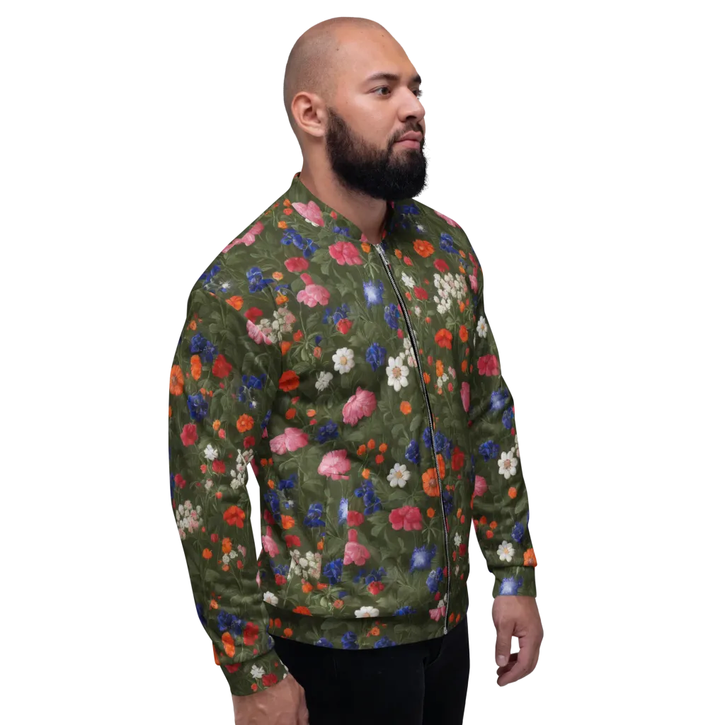 Botanical Nocturne on Bomber Jacket — Right