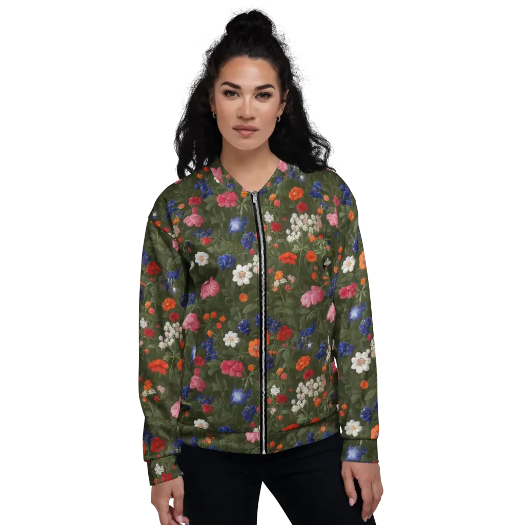 Botanical Nocturne on Bomber Jacket — Front