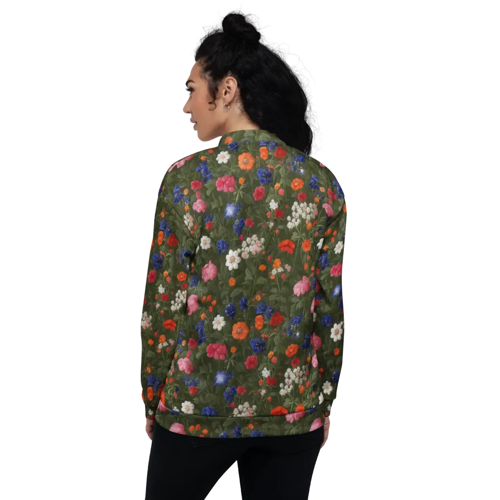 Botanical Nocturne on Bomber Jacket — Back