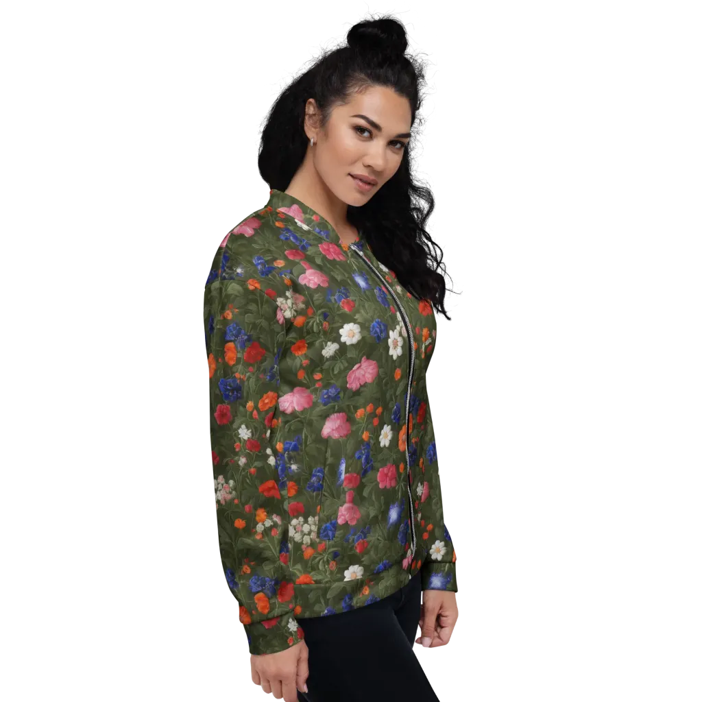 Botanical Nocturne on Bomber Jacket — Right
