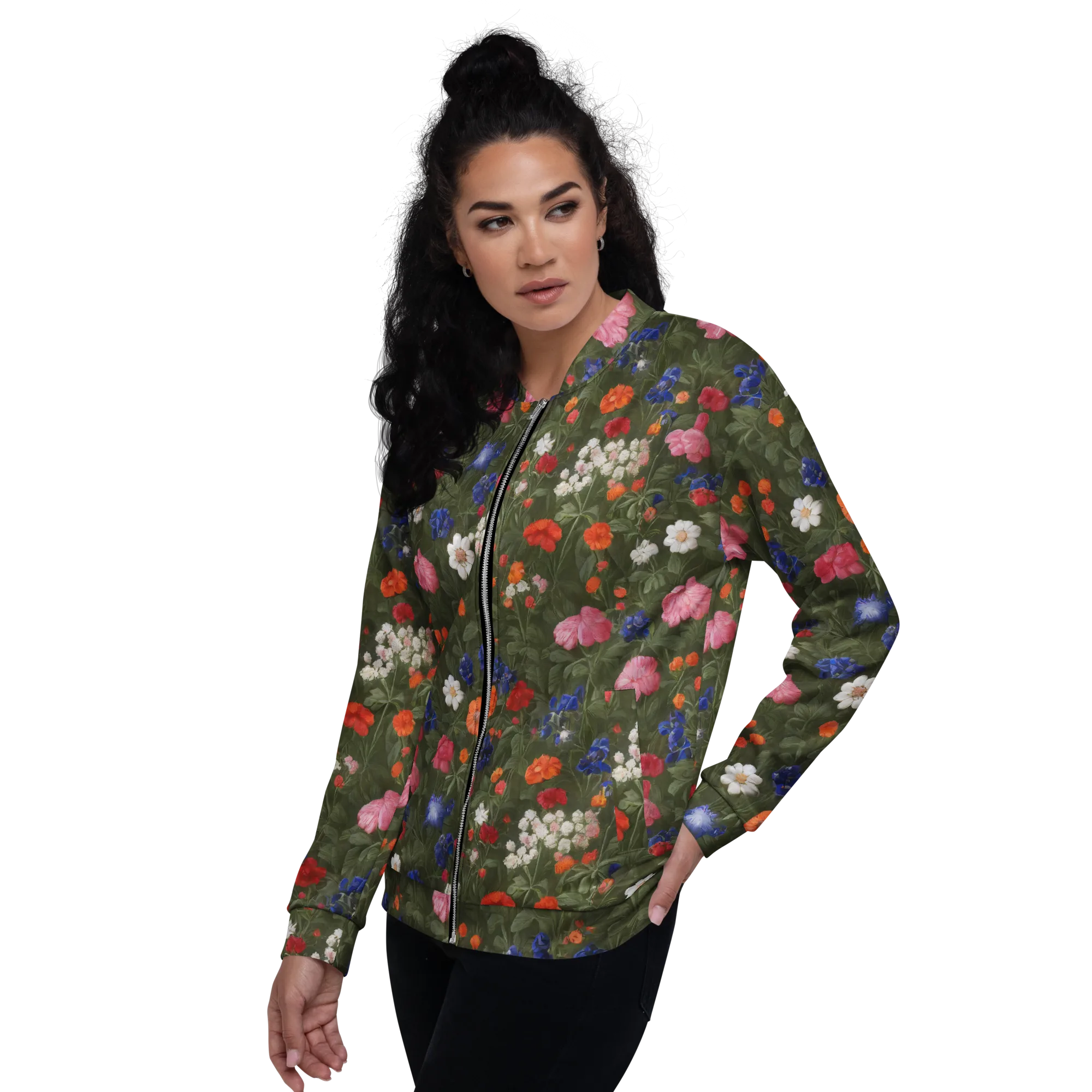 Botanical Nocturne on Bomber Jacket — Left