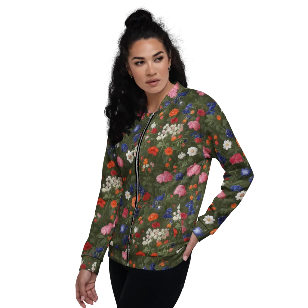 Botanical Nocturne on Bomber Jacket — Left