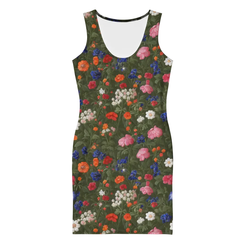 Botanical Nocturne on Bodycon Dress — Front