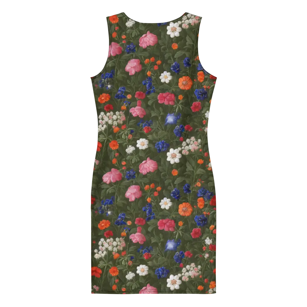 Botanical Nocturne on Bodycon Dress — Back
