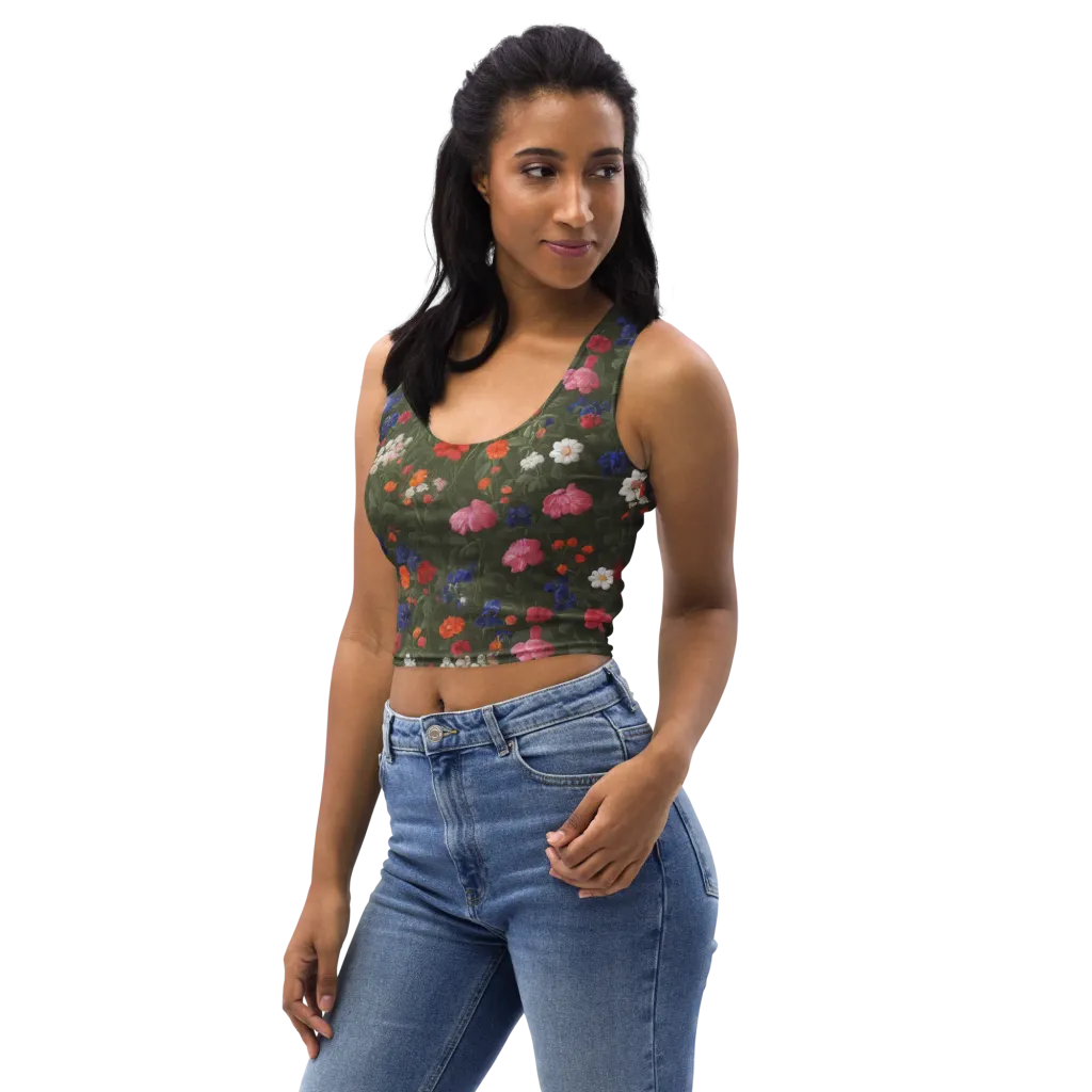 Botanical Nocturne on Crop Top — Left Front