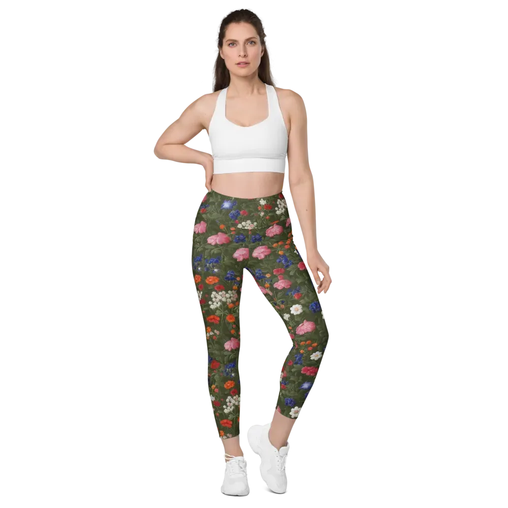 Botanical Nocturne on Leggings with Pockets — Front