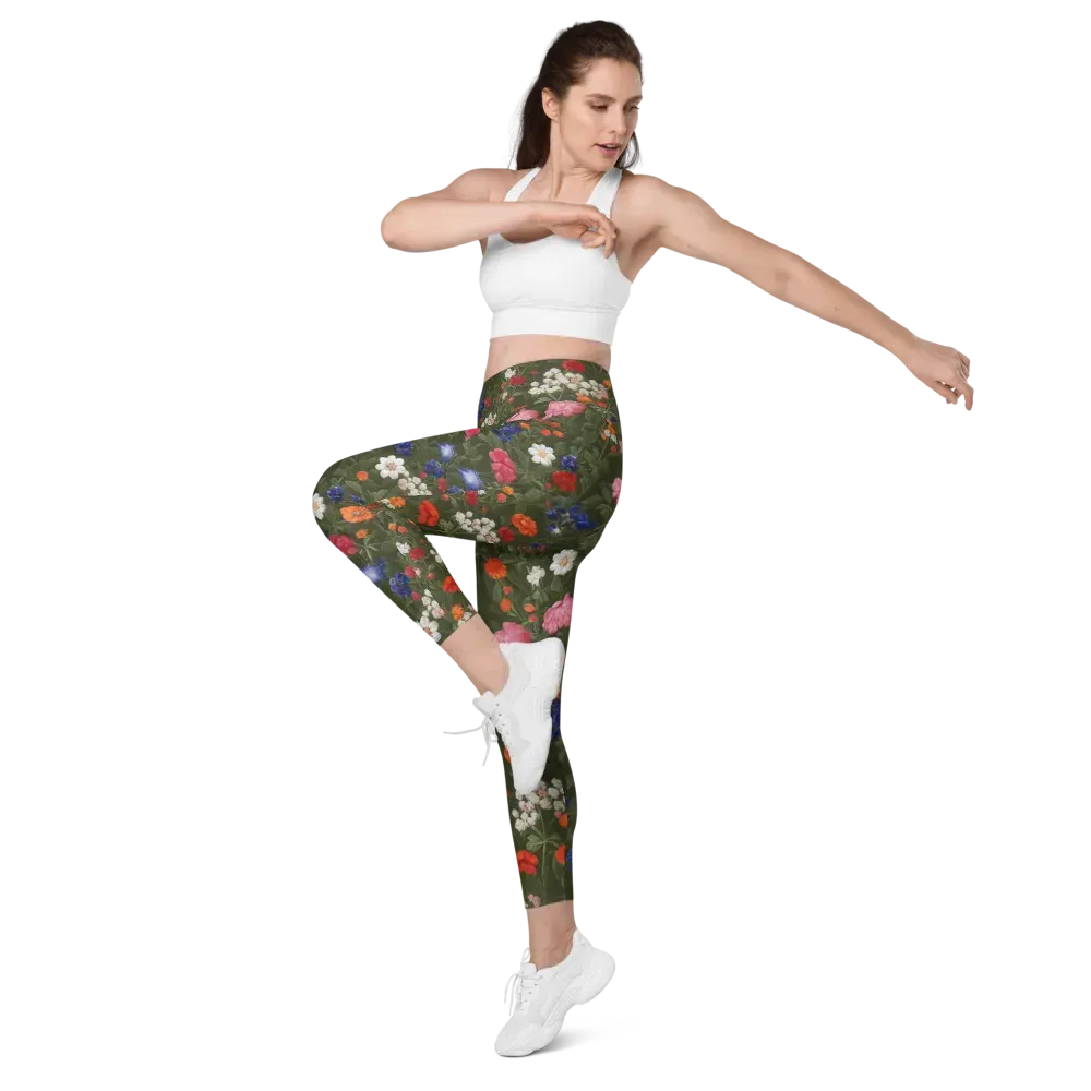 Botanical Nocturne on Leggings with Pockets — Left Front