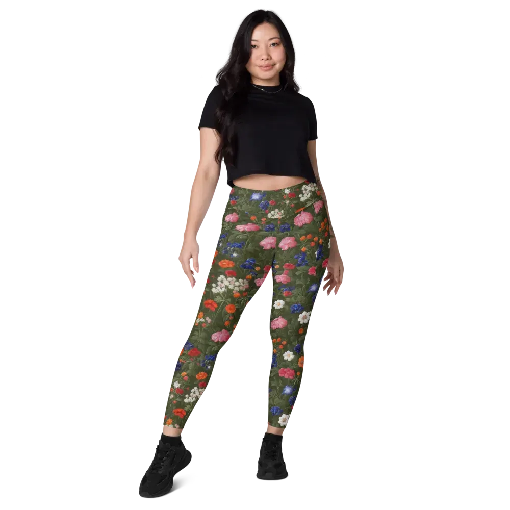 Botanical Nocturne on Leggings with Pockets — Front