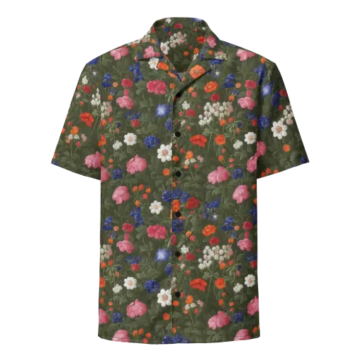 Botanical Nocturne on a Button Shirt