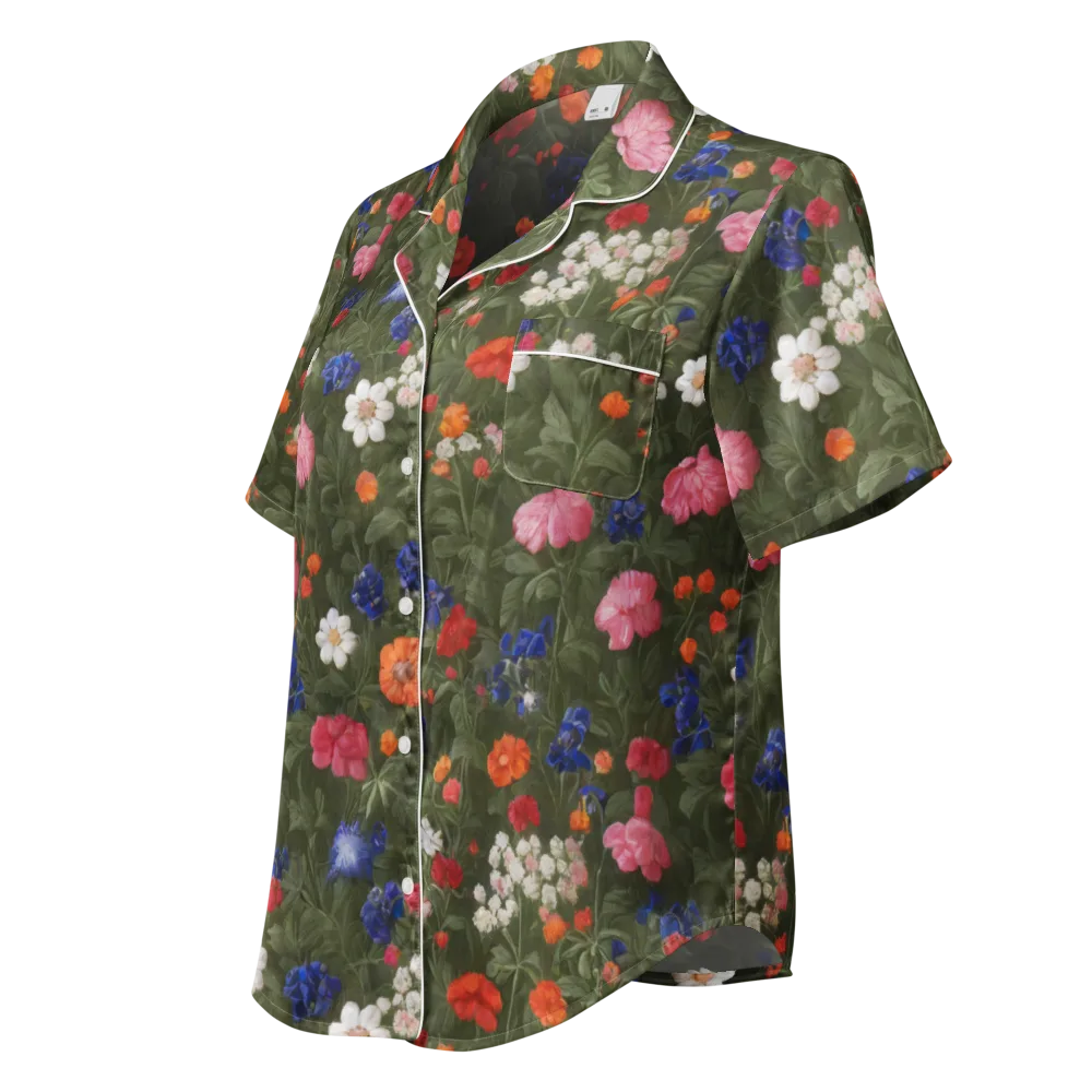 Botanical Nocturne on Women's Short Sleeve Pajama Top — Left Front