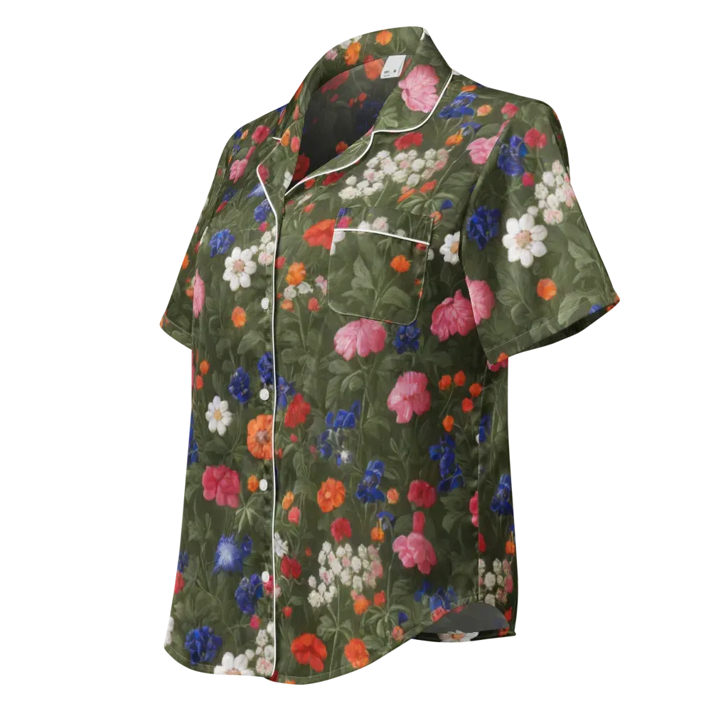 Botanical Nocturne on Women's Short Sleeve Pajama Top — Left Front