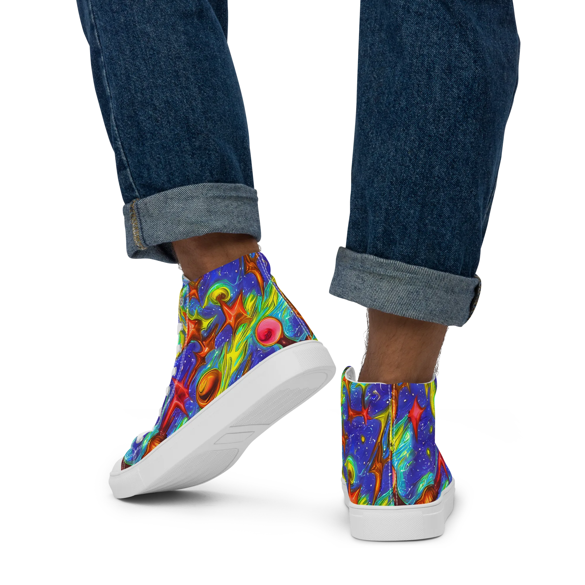 Starstorm on Men's High Top Canvas Shoes — Back