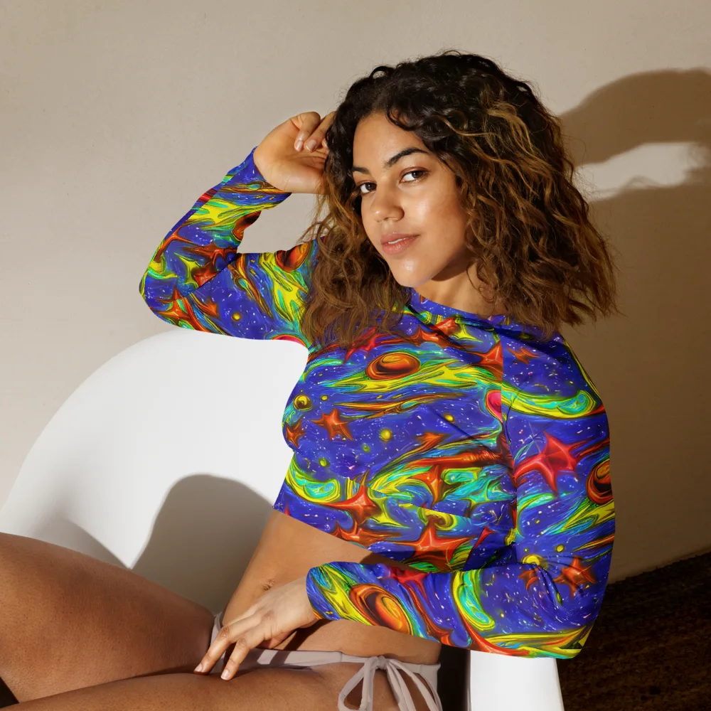 Starstorm on Long Sleeve Crop Top — Left Front