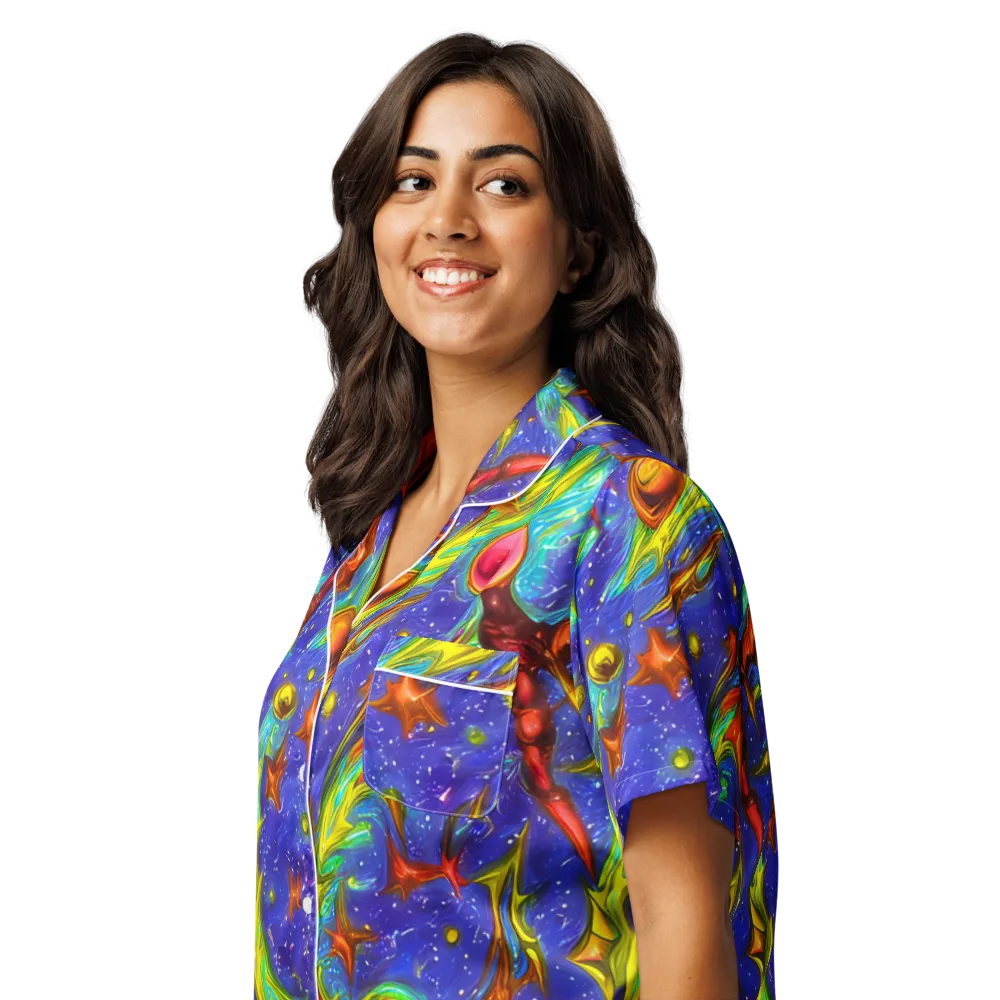Starstorm on Women's Short Sleeve Pajama Top — Left Front